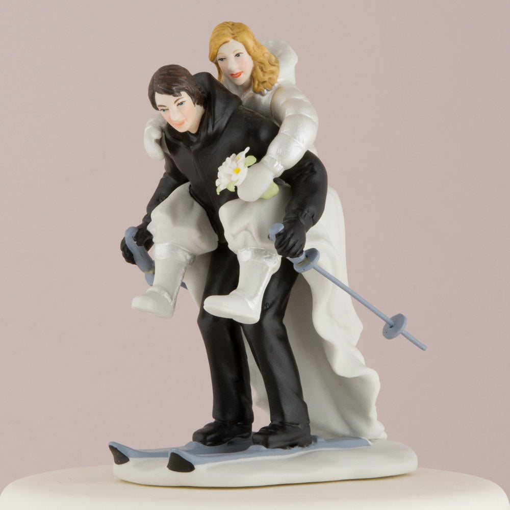 Winter Skiing Wedding Couple Figurine - Wedding Collectibles