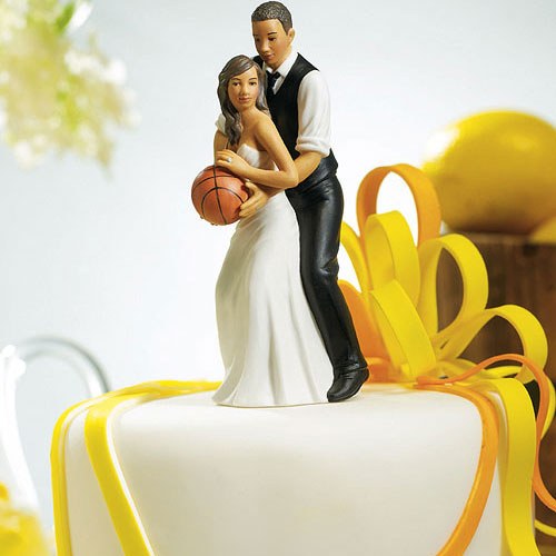 Basketball Dream Team Bride and Groom Couple Figurine - African American - Wedding Collectibles
