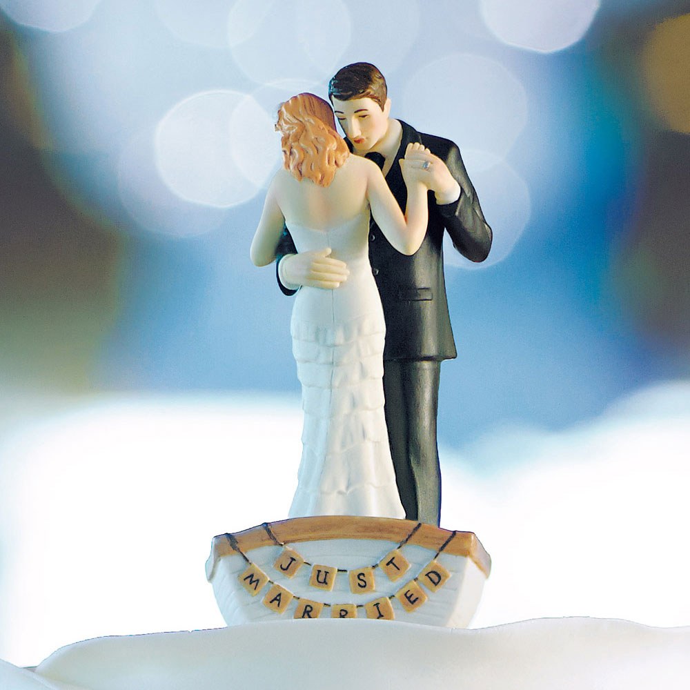 “Row Away” Wedding Couple in Rowboat Figurine - Wedding Collectibles