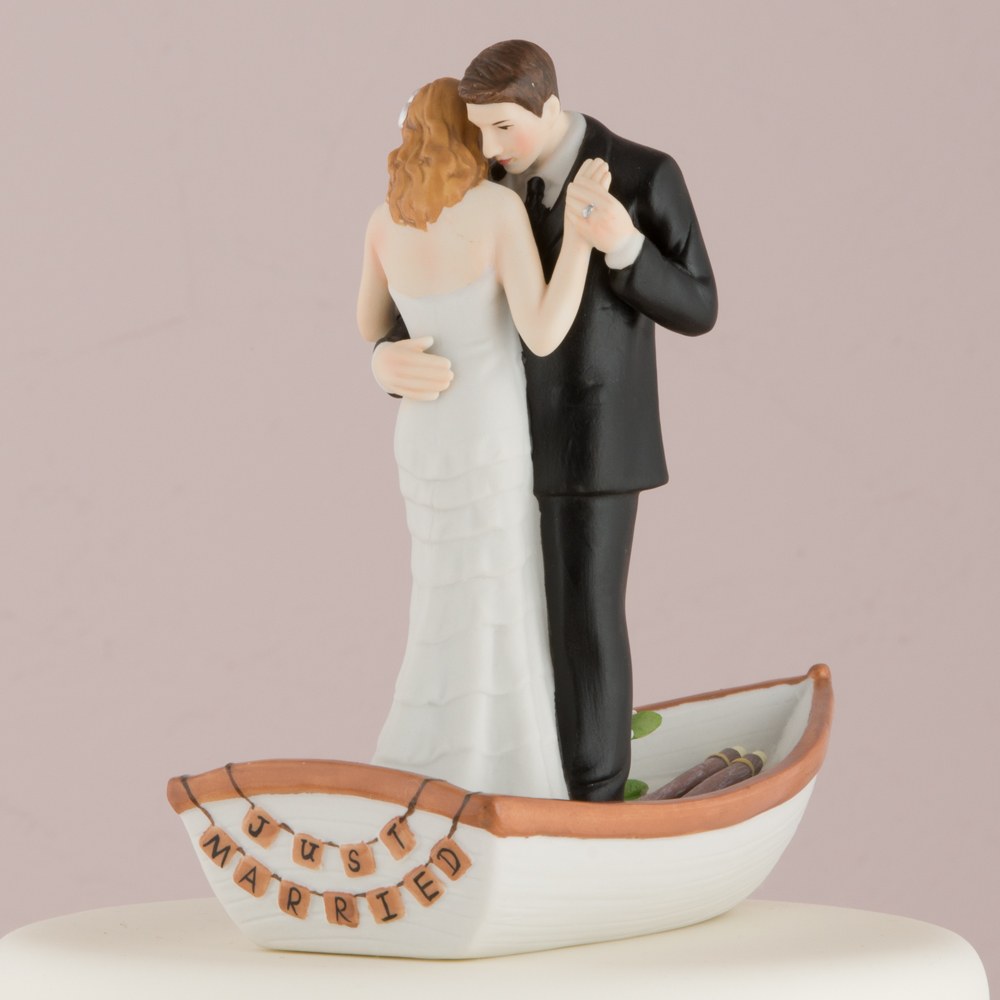 “Row Away” Wedding Couple in Rowboat Figurine - Wedding Collectibles
