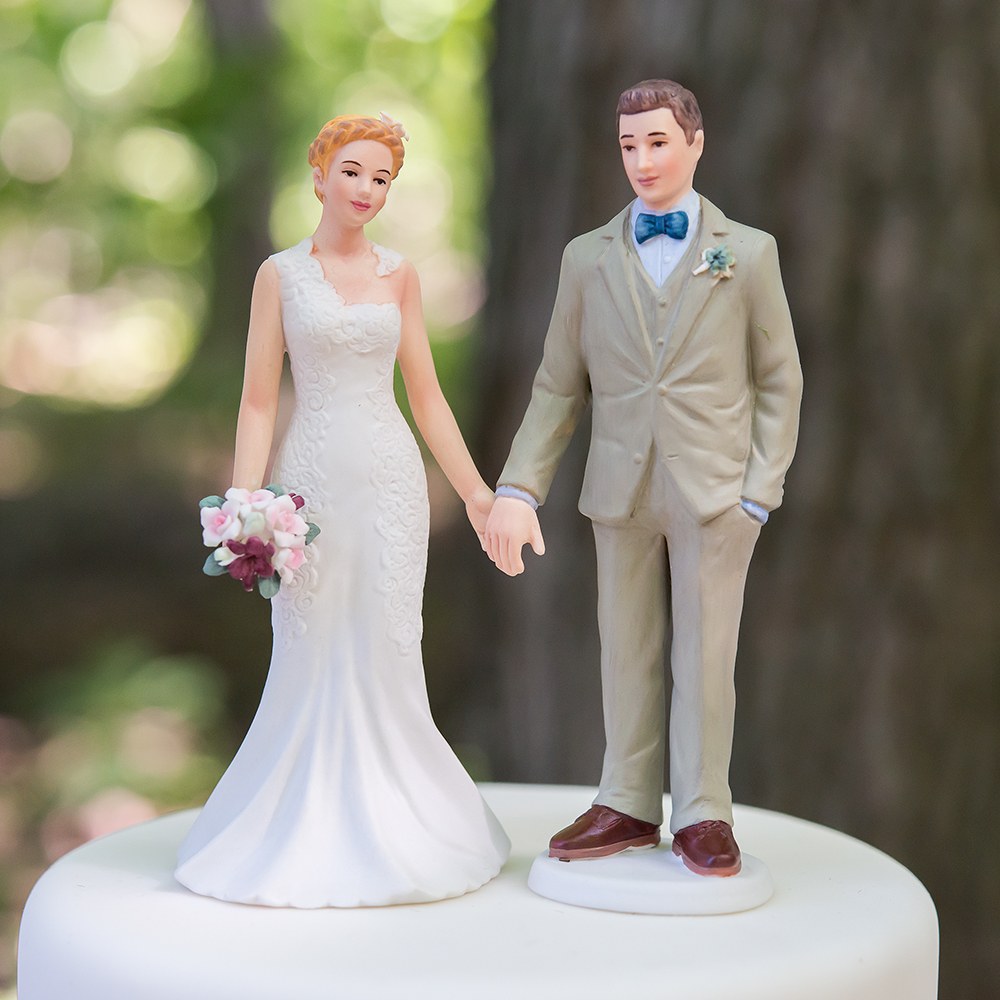 Woodland Bride And Groom Porcelain Figurine Wedding Cake Topper - Wedding Collectibles