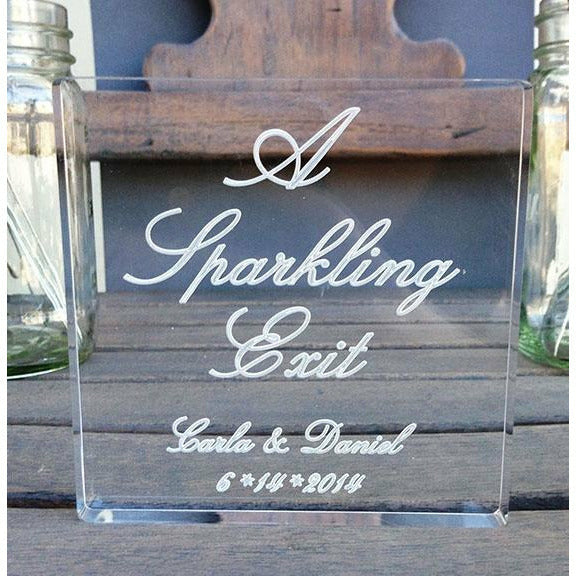 A Sparkling Exit Sparkler Sign - Personalized - Wedding Collectibles