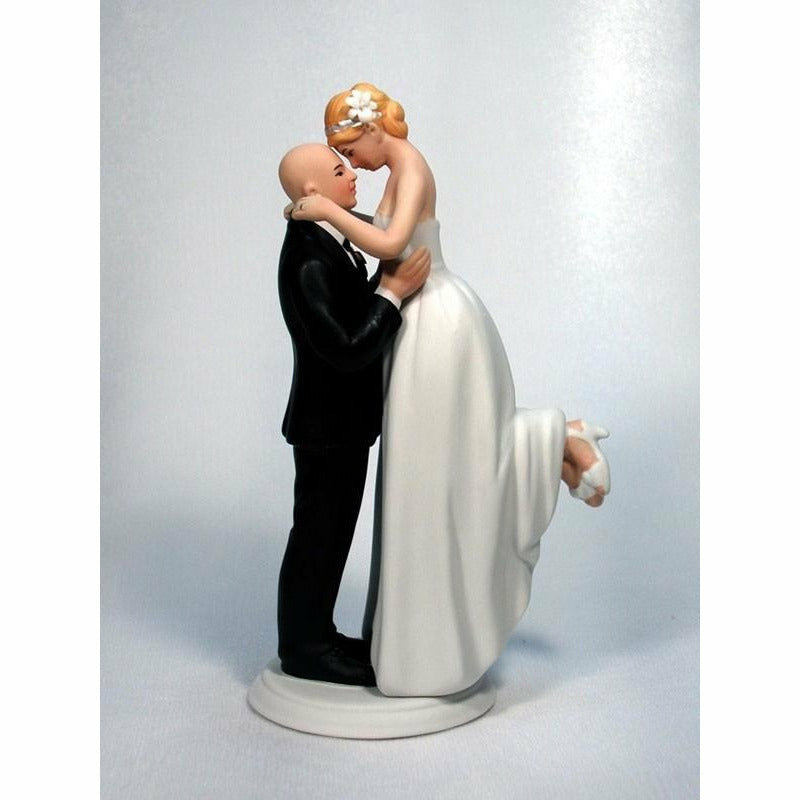 Bald Groom and Bride Wedding Cake Topper - Wedding Collectibles