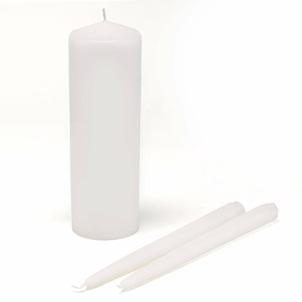 Basic White Unity Candle Set - Wedding Collectibles
