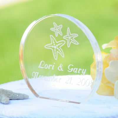 Beach Wedding Acrylic Round Starfish Cake Topper - Wedding Collectibles