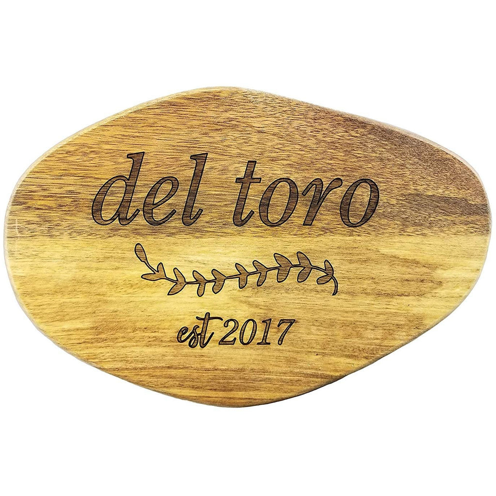 Italicized Last Name and Wedding Date Wooden Cutting Board (Thick) Custom Wedding Gift Engraved, Serving Tray | Meat, Vegetables, Cheese | Personalized Housewarming Gift, Shower - Wedding Collectibles