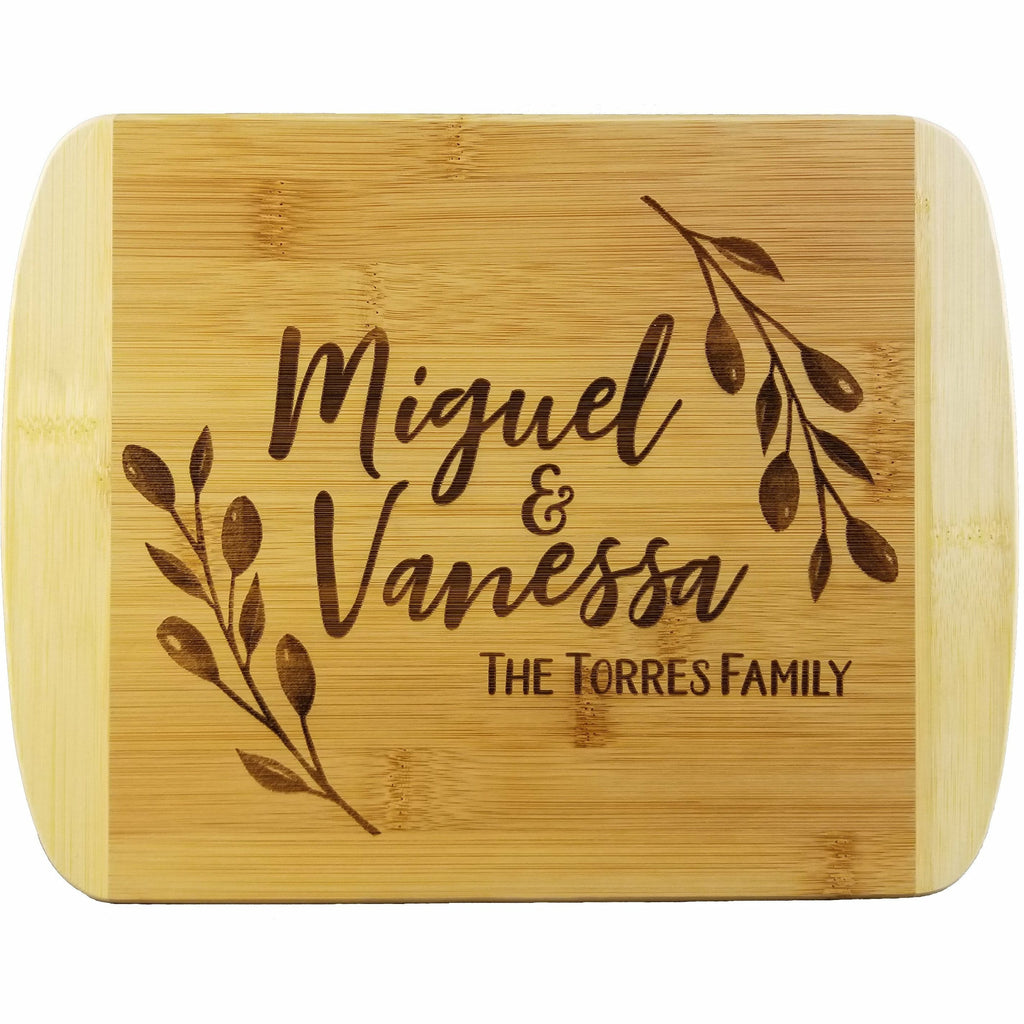 Rustic Wreath Custom Names Wooden Cutting Board Wedding Gift | Personalized Real Estate Closing Gifts for Buyers, Realtor New Home - Wedding Collectibles