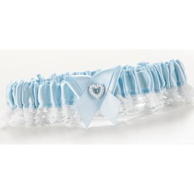 Blue Double Heart Garter Narrow Lace - Wedding Collectibles