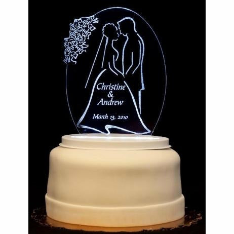 Bride and Groom Silhouette Light-Up Wedding Cake Topper - Wedding Collectibles