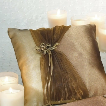 Bronze Elegance Square Ring Pillow - Wedding Collectibles
