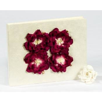Burgundy Rose Natural Paper Wedding Guestbook - Wedding Collectibles