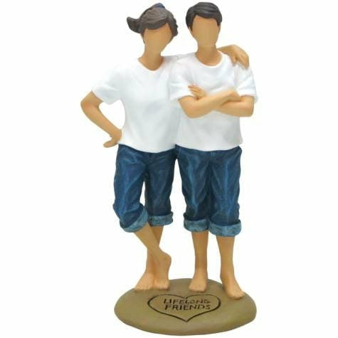 Casual Lifelong Friends Wedding Bride and Groom Cake Topper Figurine - Wedding Collectibles