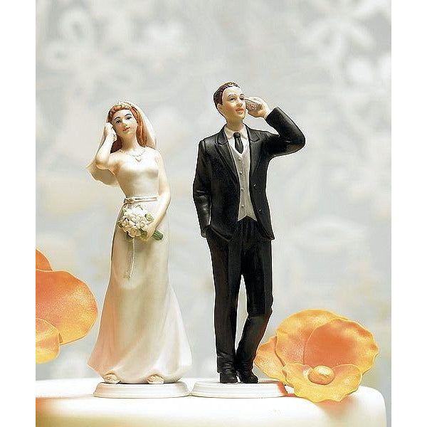 Cell Phone Fanatic Bride and Groom Mix & Match Funny Wedding Cake Toppers - Wedding Collectibles