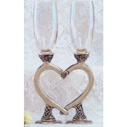 Celtic Smooth Heart Wedding Toasting Glasses Set - Wedding Collectibles