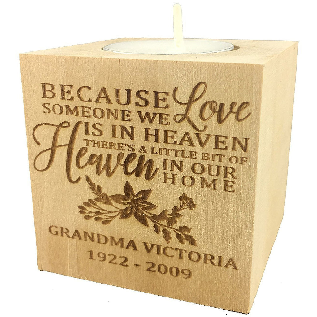 Personalized Memorial Sympathy Bereavement Candle Holder Custom Engraved Wood Keepsake Ideas for Loved One Tea Light Block (2.5”) - Wedding Collectibles