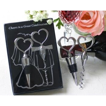 "Cheers to a Great Combination" Wine Set - Wedding Collectibles