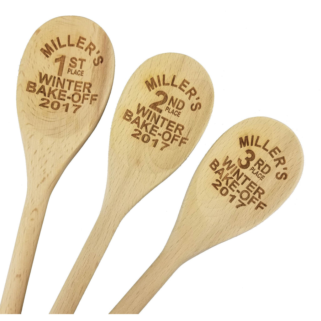 Bake Off Custom Engraved Wood Spoon Prizes (Set of 3) - Wedding Collectibles