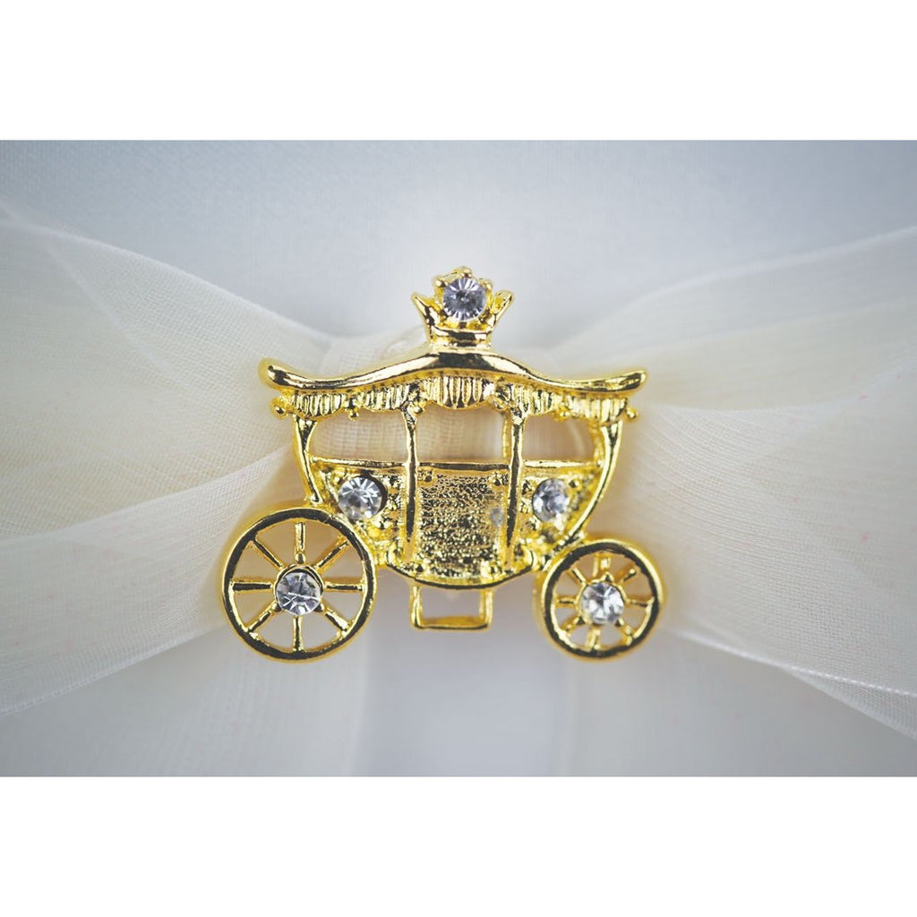Cinderella Fairy Tale Coach Wedding Guestbook and Pen Set (Silver/Gold) - Wedding Collectibles