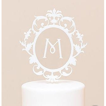 Classic Floating Monogram White Acrylic Cake Topper - Wedding Collectibles