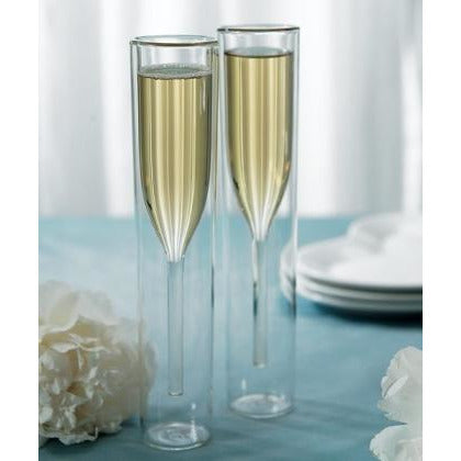 Contemporary Double-walled Champagne Flutes - Wedding Collectibles