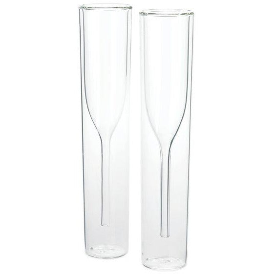 Contemporary Double-walled Champagne Flutes - Wedding Collectibles