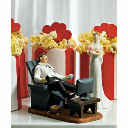 Couch Potato Gamer Groom Figurine Wedding Cake Toppers - Wedding Collectibles