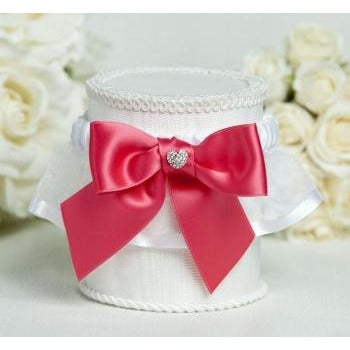 Crystal Heart Ribbon Garter - Custom Colors! - Wedding Collectibles