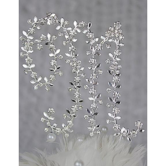 Crystal Vine Monogram Initial Cake Topper - Wedding Collectibles