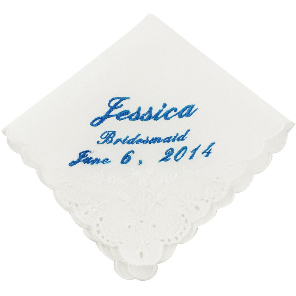 Cursive Custom Bridesmaid Wedding Handkerchief - Wedding Collectibles