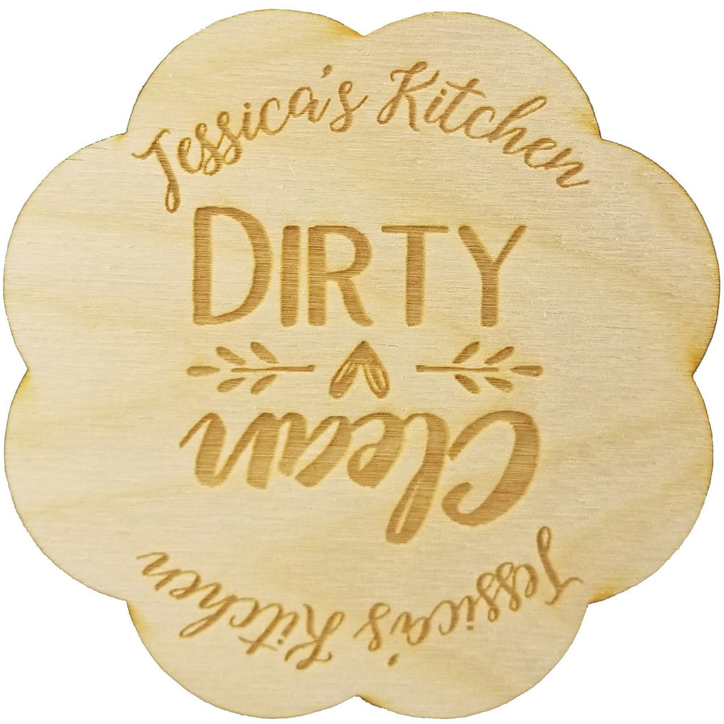 Custom Rustic Wood Dishwasher Magnet | Personalized Clean Dirty 3 Inch Magnet | Boho Stylish Shabby Chic Design - Wedding Collectibles