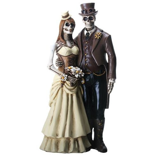 Love Never Dies Steampunk Skeleton Wedding Cake Topper - Wedding Collectibles