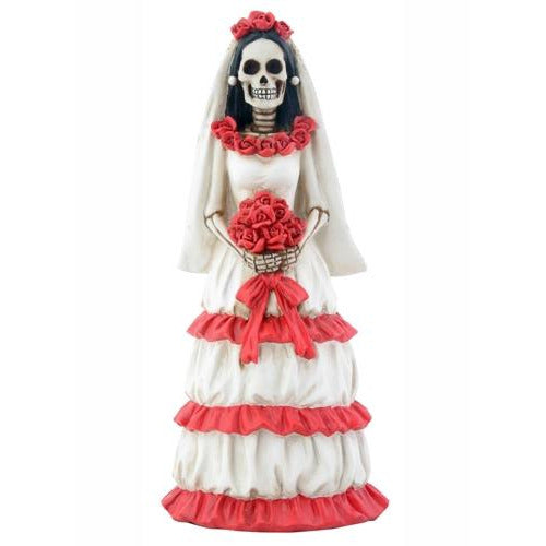 Day of the Dead Skulls Red Gothic Bride Wedding Cake Topper - Wedding Collectibles
