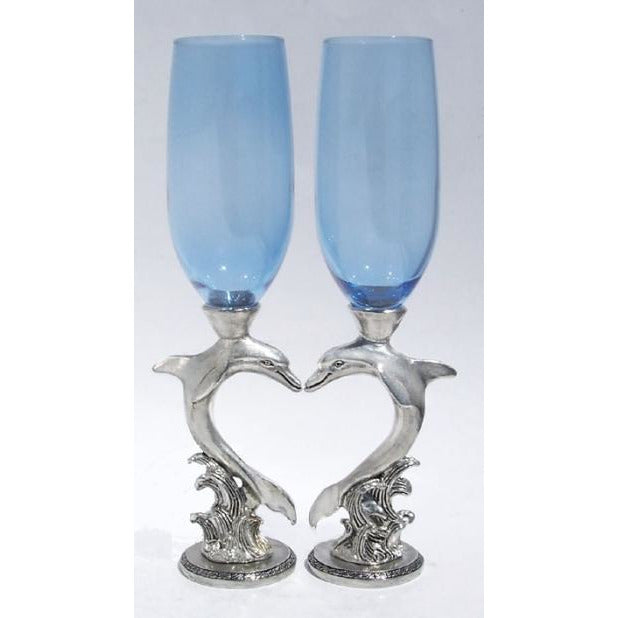 Dolphin Wedding Toasting Glasses Set - Wedding Collectibles