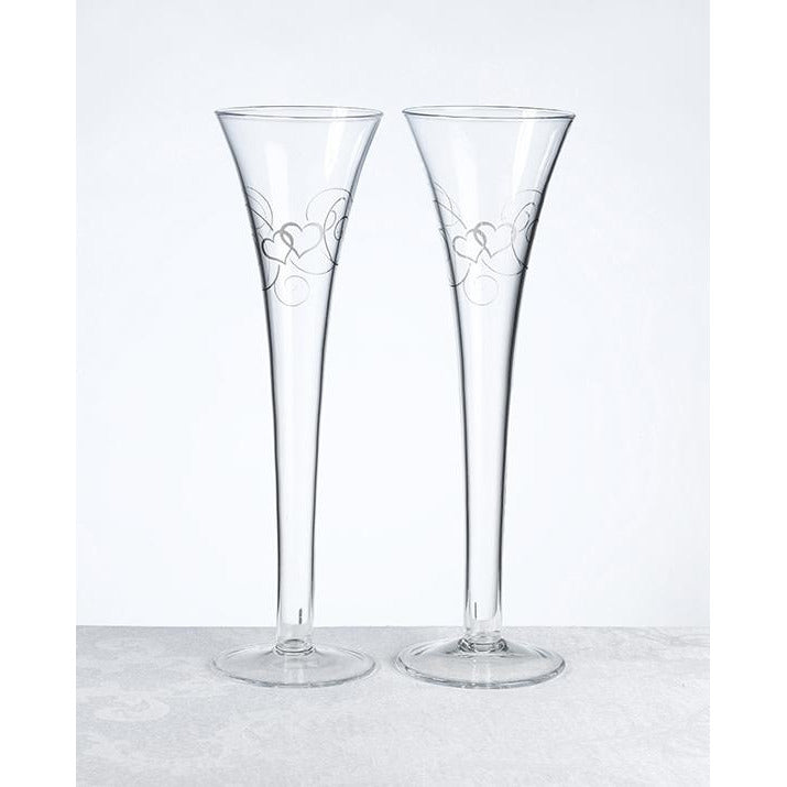 Double Heart Flutes - Wedding Collectibles