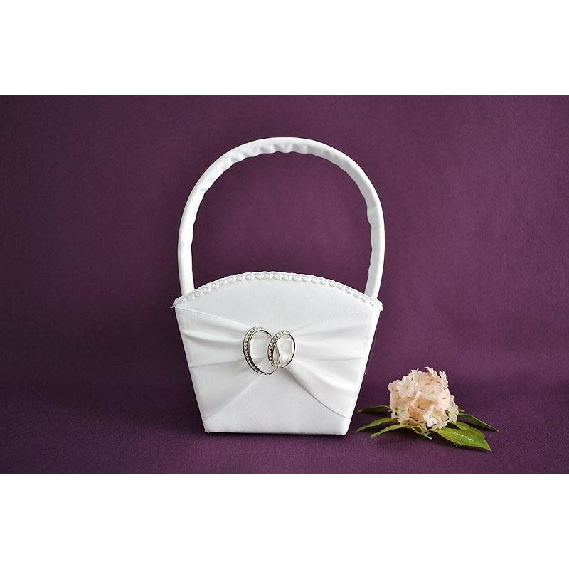 Double Rhinestone Rings Wedding Flowergirl Basket - Wedding Collectibles