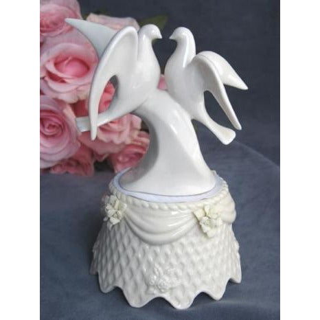 Dove Cake Topper With Porcelain Base - Wedding Collectibles