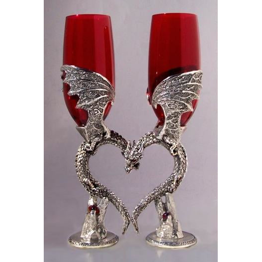 Dragon Heart Wing Wedding Toasting Glasses Set - Wedding Collectibles