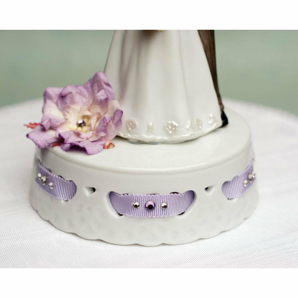 Elegant African American Ribbon Accent Cake Topper- Custom Colors! - Wedding Collectibles