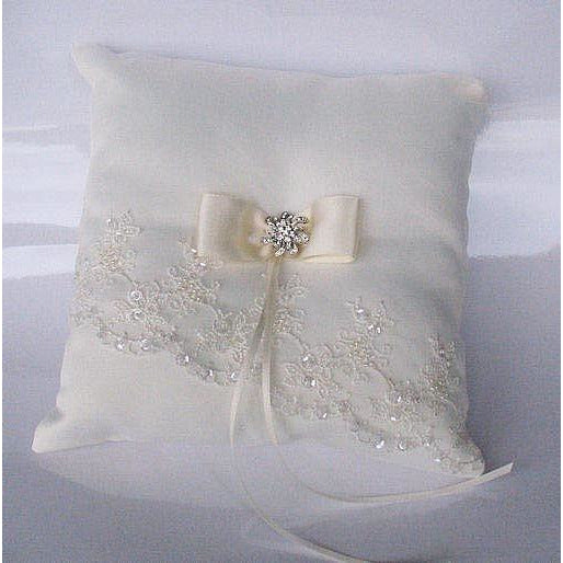 Elegant Embroidered Mantilla Lace Wedding Ring Bearer Pillow - Wedding Collectibles