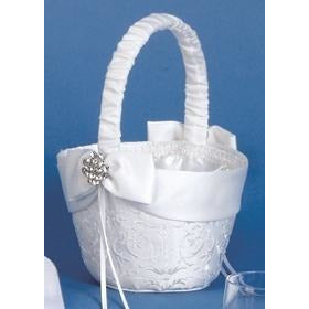 Embroidered Brooch Wedding Flowergirl Basket - Wedding Collectibles