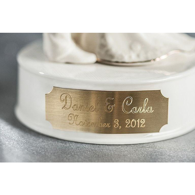 Engraveable Custom Porcelain Wedding Cake Topper Base - Wedding Collectibles