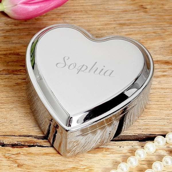 Engraved Silver Heart Keepsake Box - Wedding Collectibles