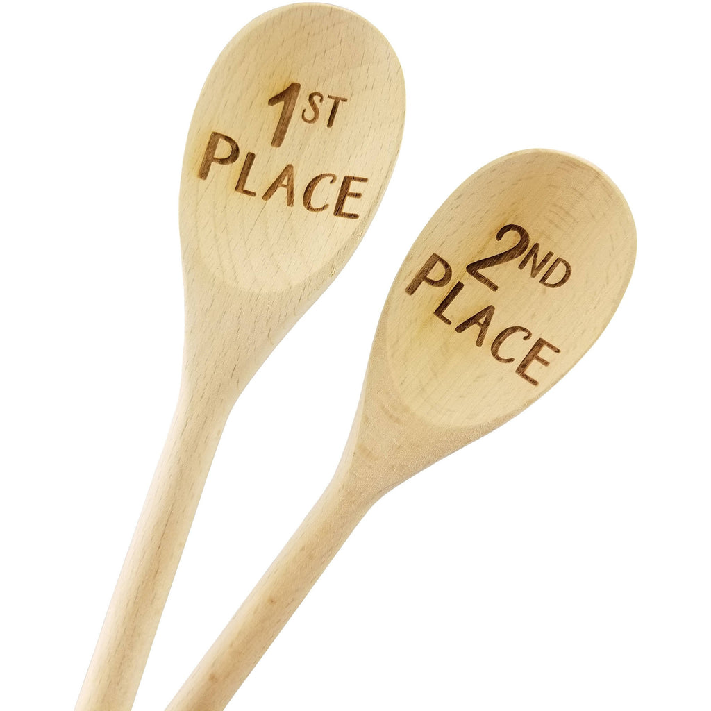 Engraved 1st Place and 2nd Place Wood Spoons Prize Trophy - 14 inch- Cook off,event prize,Chili Cook Off Trophy,Bake Off Prize - Wedding Collectibles