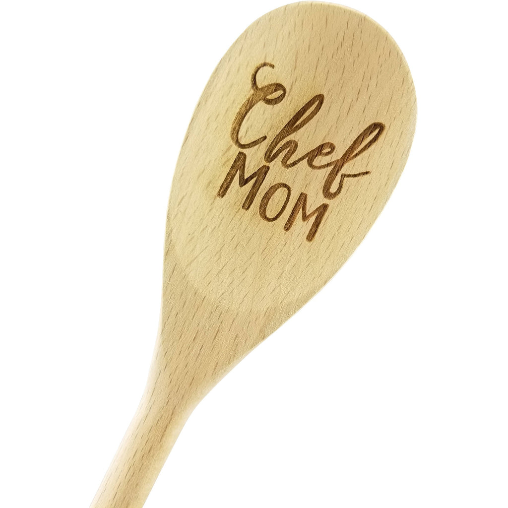 Engraved Chef Mom Wood Spoon Gift - 14 inch- hostess gift, shower favor, engraved spoon, stocking stuffer, mothers day - Wedding Collectibles