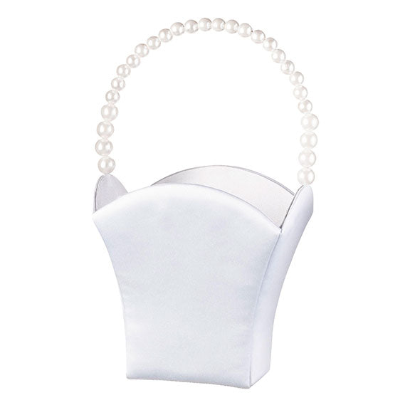 Pure Simplicity Pearl Handle Flower Basket - Wedding Collectibles