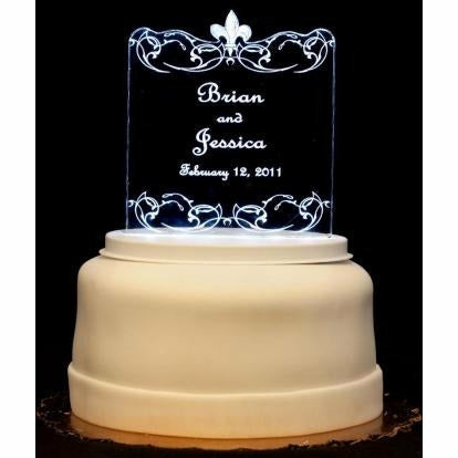 Fleur de lis Light-Up Wedding Cake Topper - Wedding Collectibles