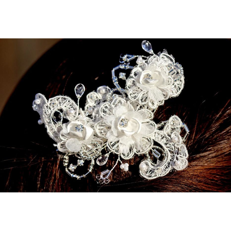 French Applique and Crystals Comb - Wedding Collectibles