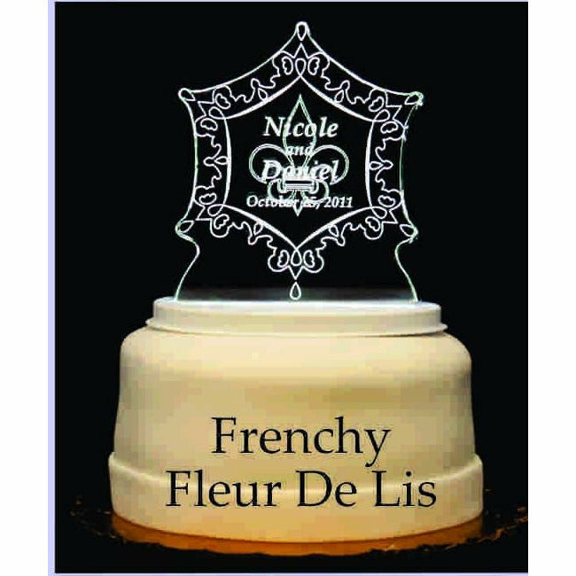 Frenchy Fleur de lis Light-Up Wedding Cake Topper - Wedding Collectibles