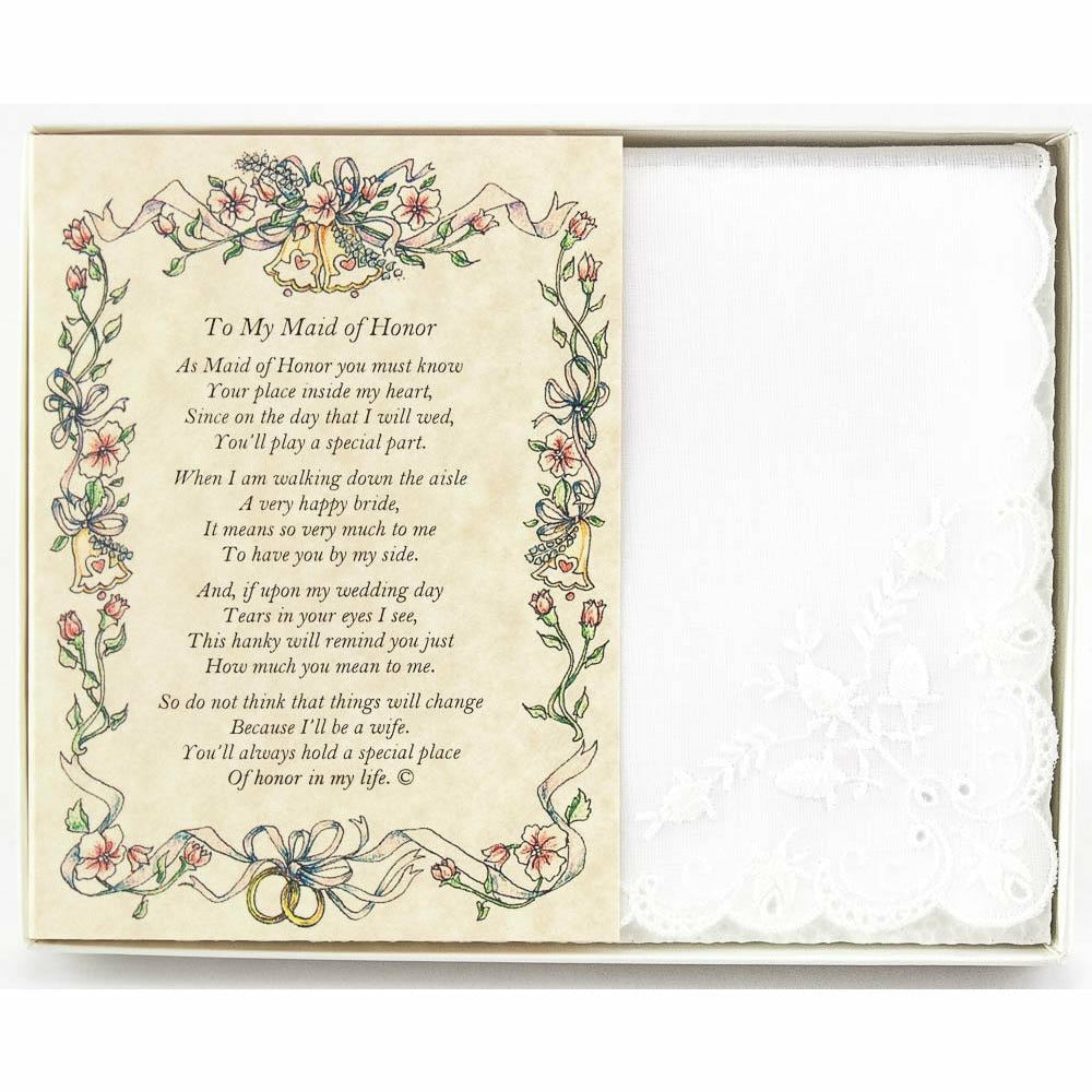 Personalized From The Bride to her Maid of Honor Wedding Handkerchief - Wedding Collectibles