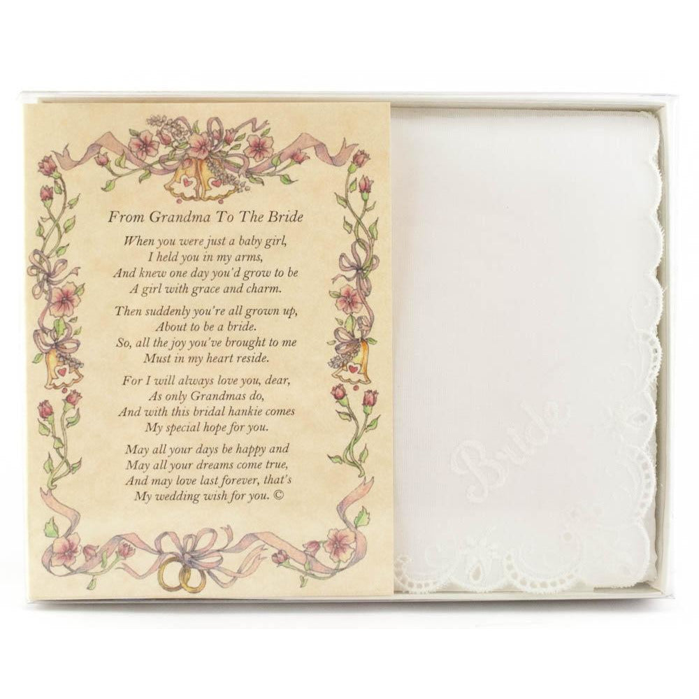 Personalized From Grandma to the Bride Wedding Handkerchief - Wedding Collectibles